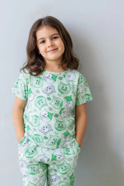Kitten Kids Unisex Nightwear Green