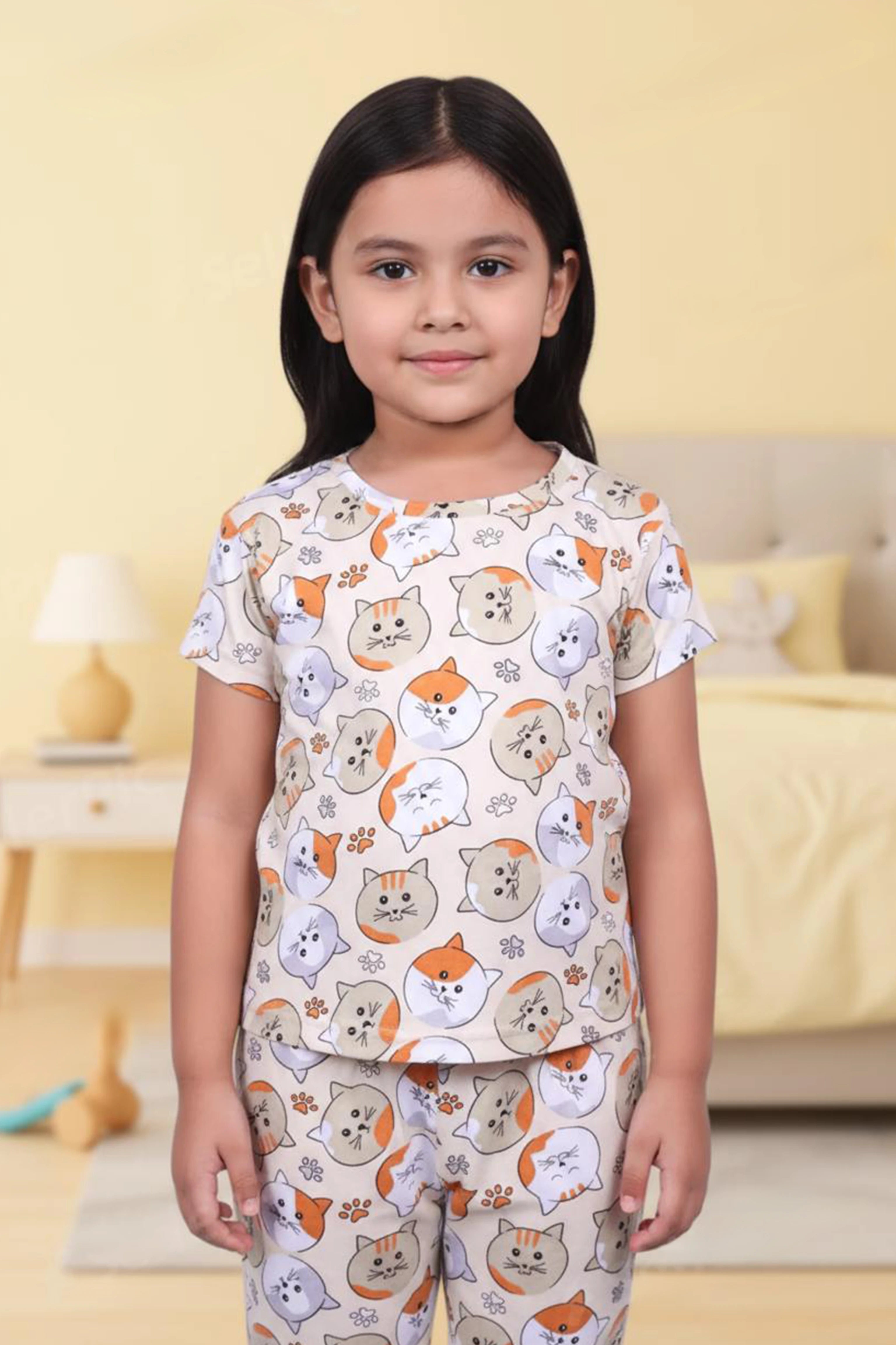 Kitten Kids Unisex Nightwear Peach