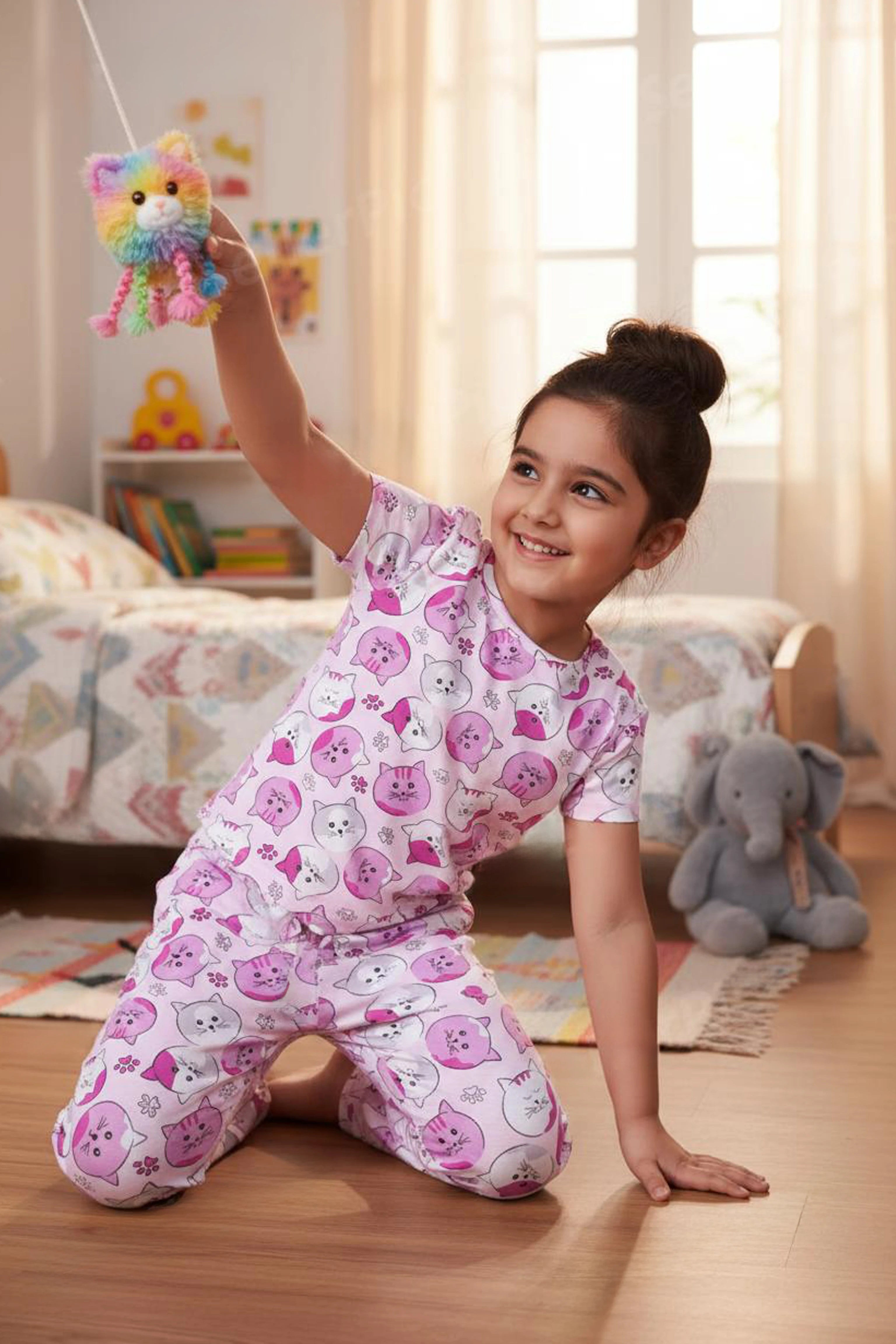 Kitten Kids Unisex Nightwear Pink