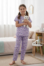 Meow Kids Unisex Nightwear Purple