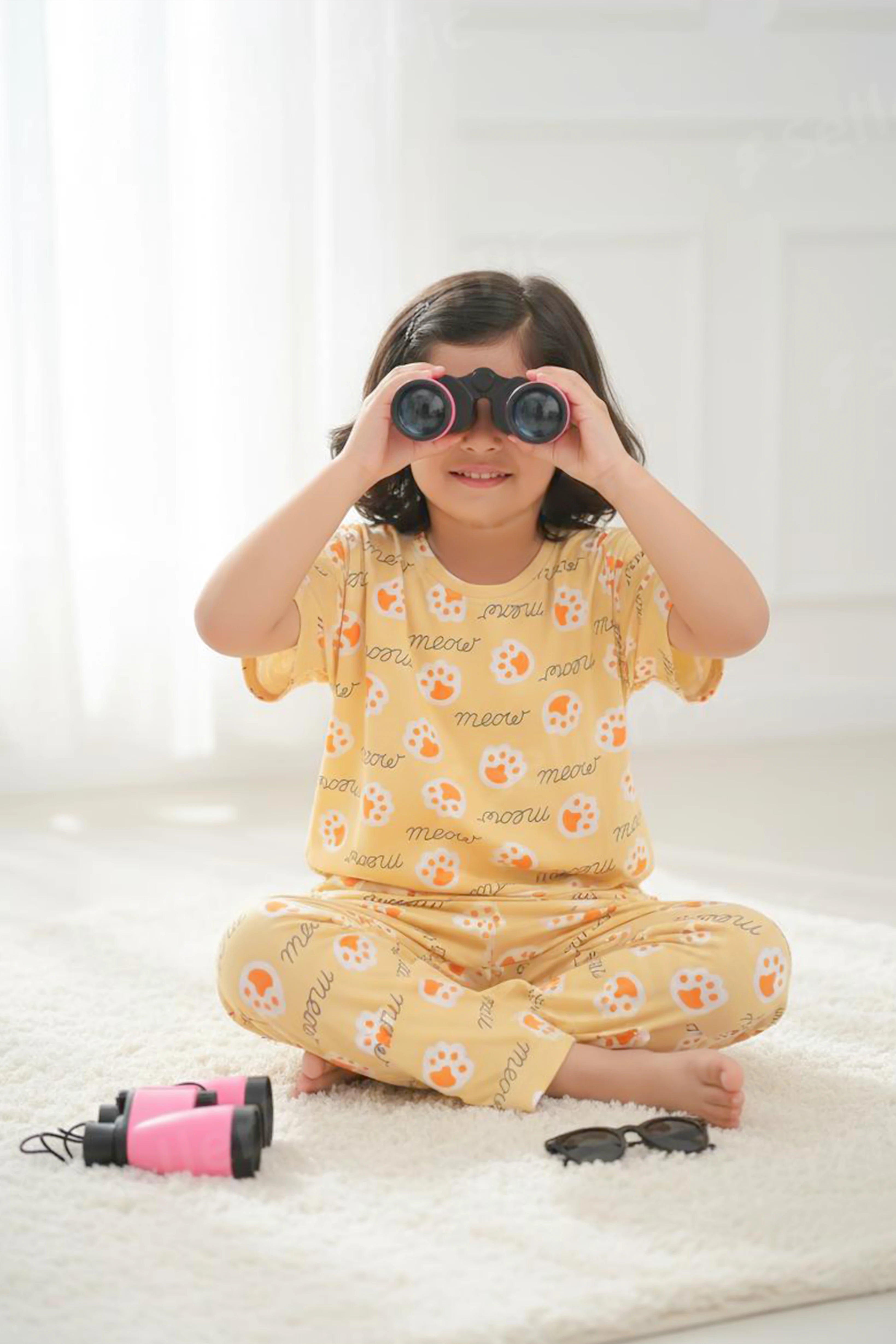 Meow Kids Unisex Nightwear Yellow