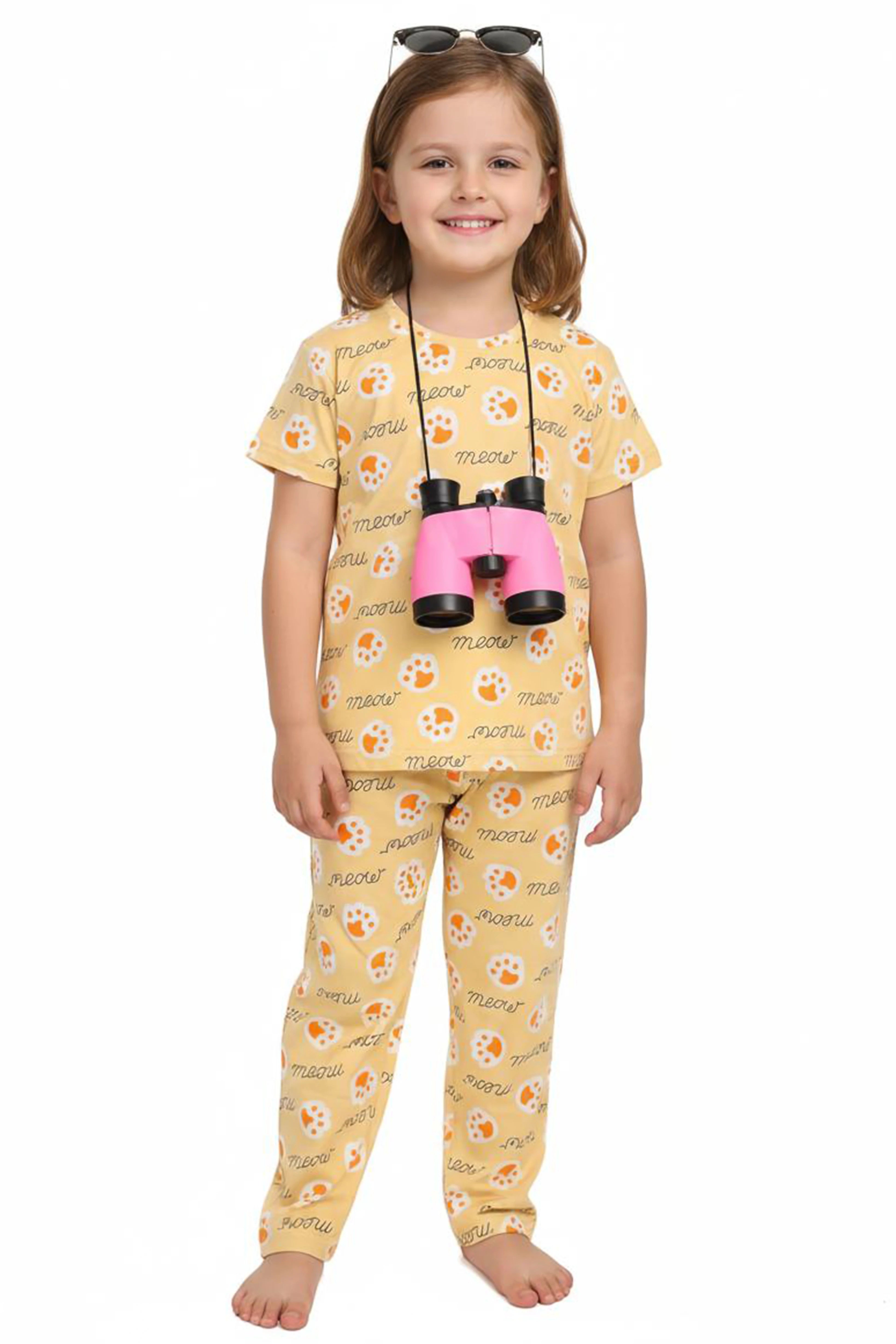Meow Kids Unisex Nightwear Yellow