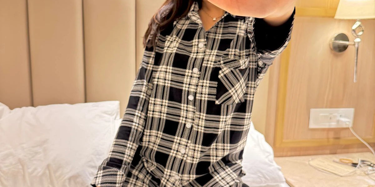 Midnight Plaid Full Sleeves Pyjama Set - NapStory