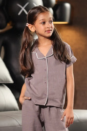 Mocha Crinkled Muslin Kids Pyjama Set