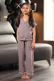 Mocha Crinkled Muslin Kids Pyjama Set