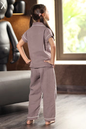 Mocha Crinkled Muslin Kids Pyjama Set