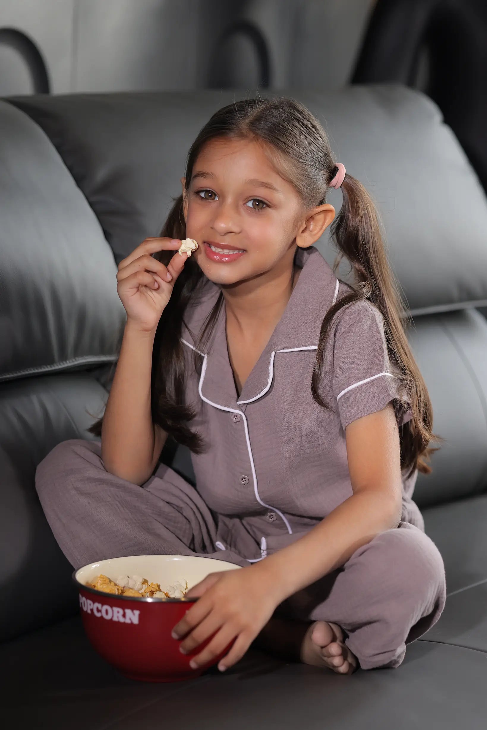 Mocha Crinkled Muslin Kids Pyjama Set