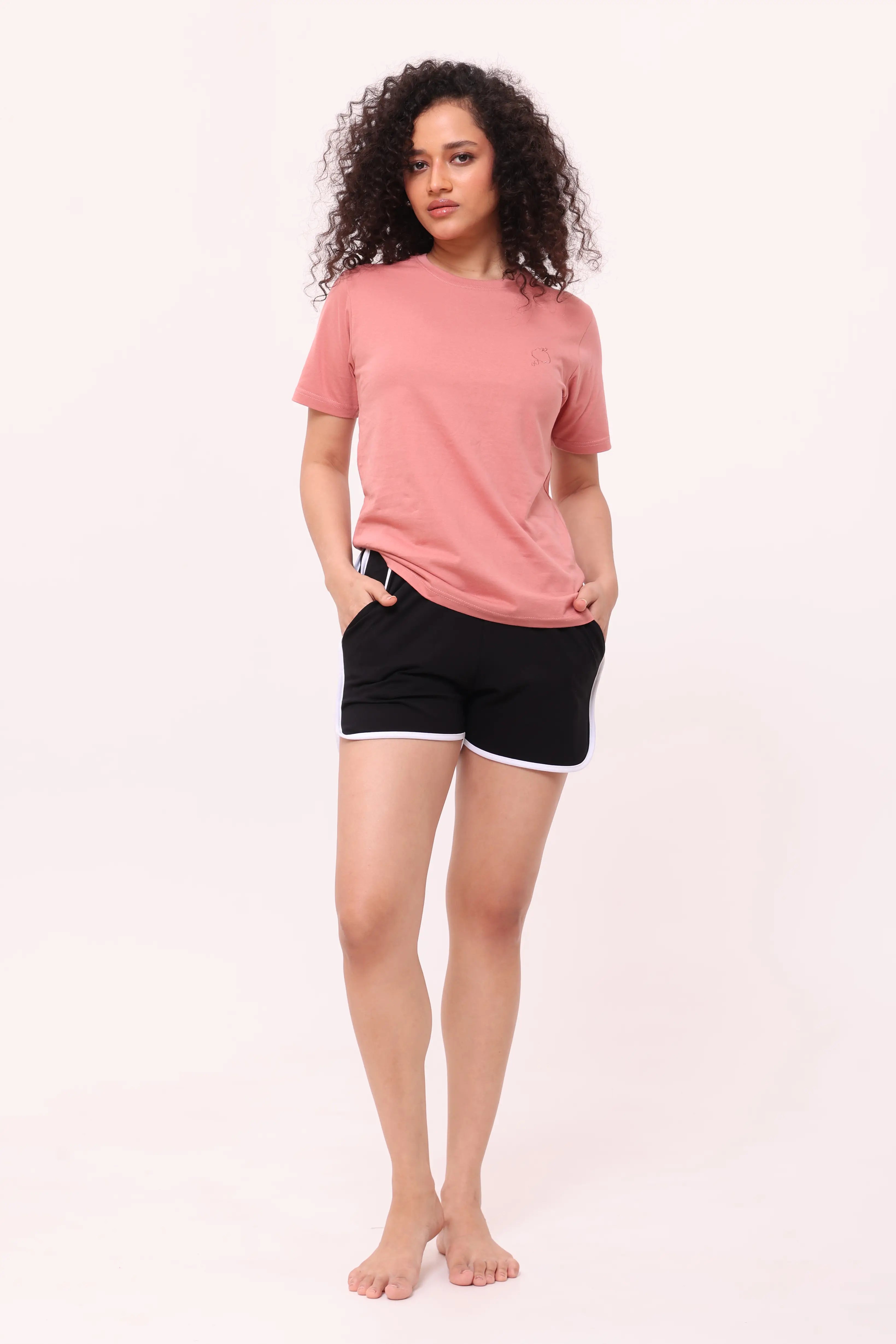 Black Piped-Up Shorts