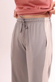 Grey Contrast Striped Pants