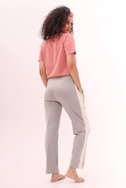 Grey Contrast Striped Pants
