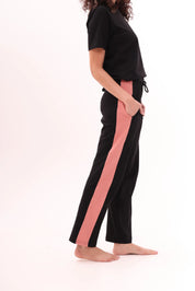 Black Contrast Striped Pants