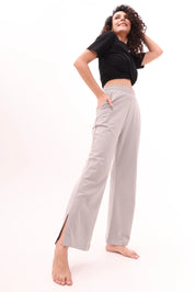 Grey Flared Side Slit Pants