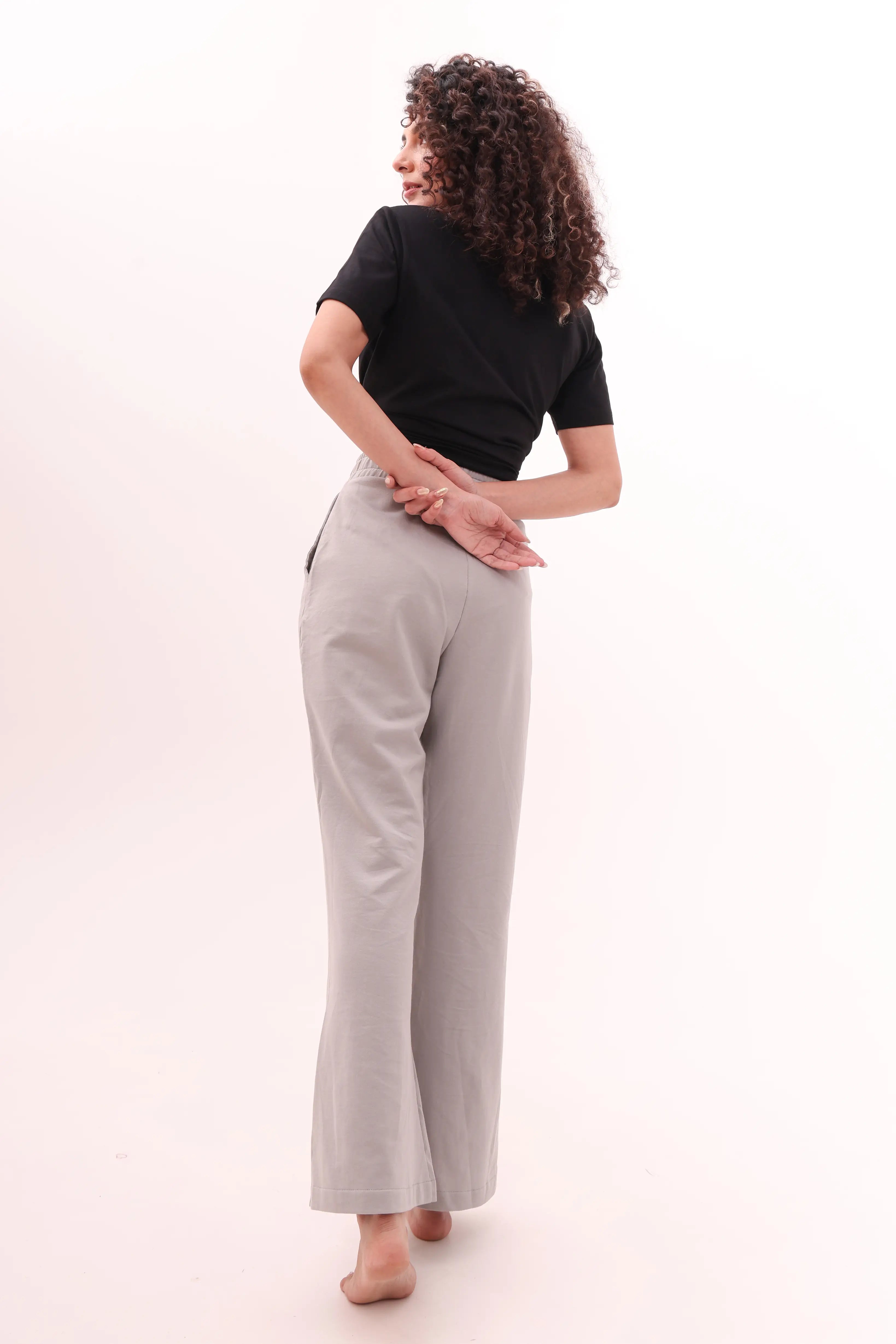 Grey Flared Side Slit Pants