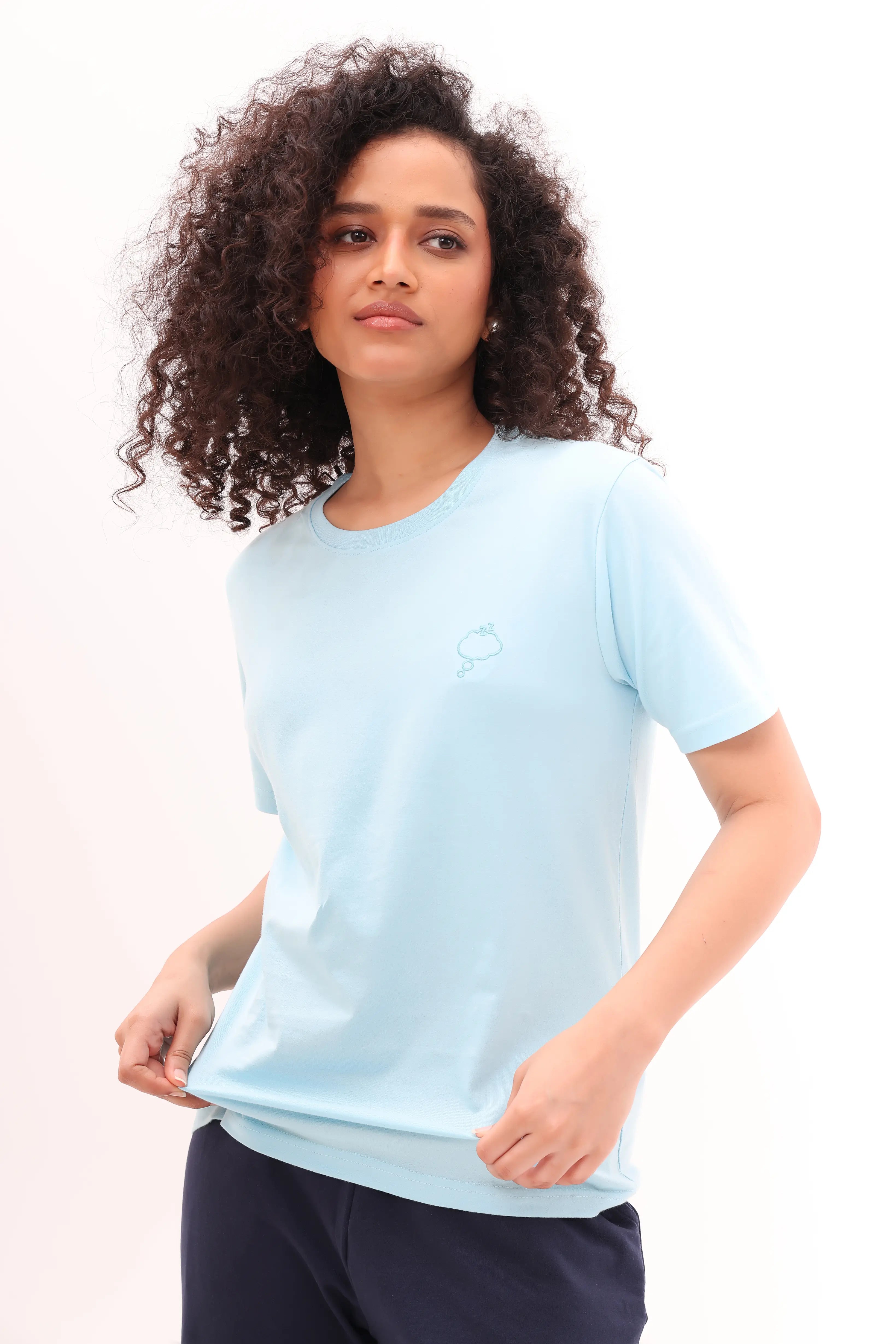 Basic Sky Blue Round-Neck Tee
