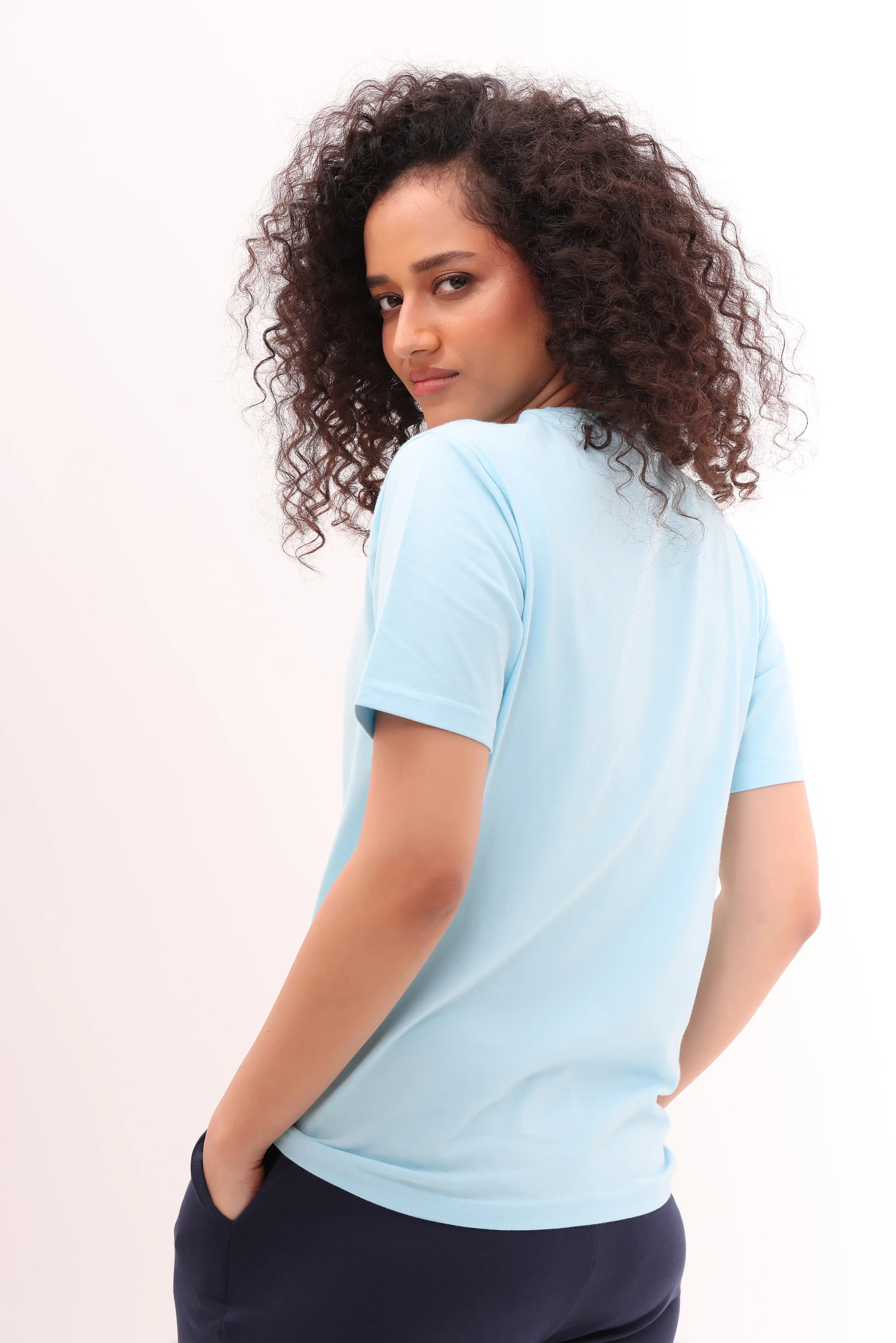 Basic Sky Blue Round-Neck Tee