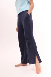 Navy Flared Side Slit Pants