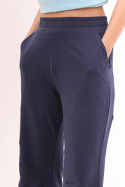 Navy Flared Side Slit Pants