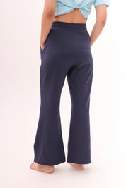 Navy Flared Side Slit Pants