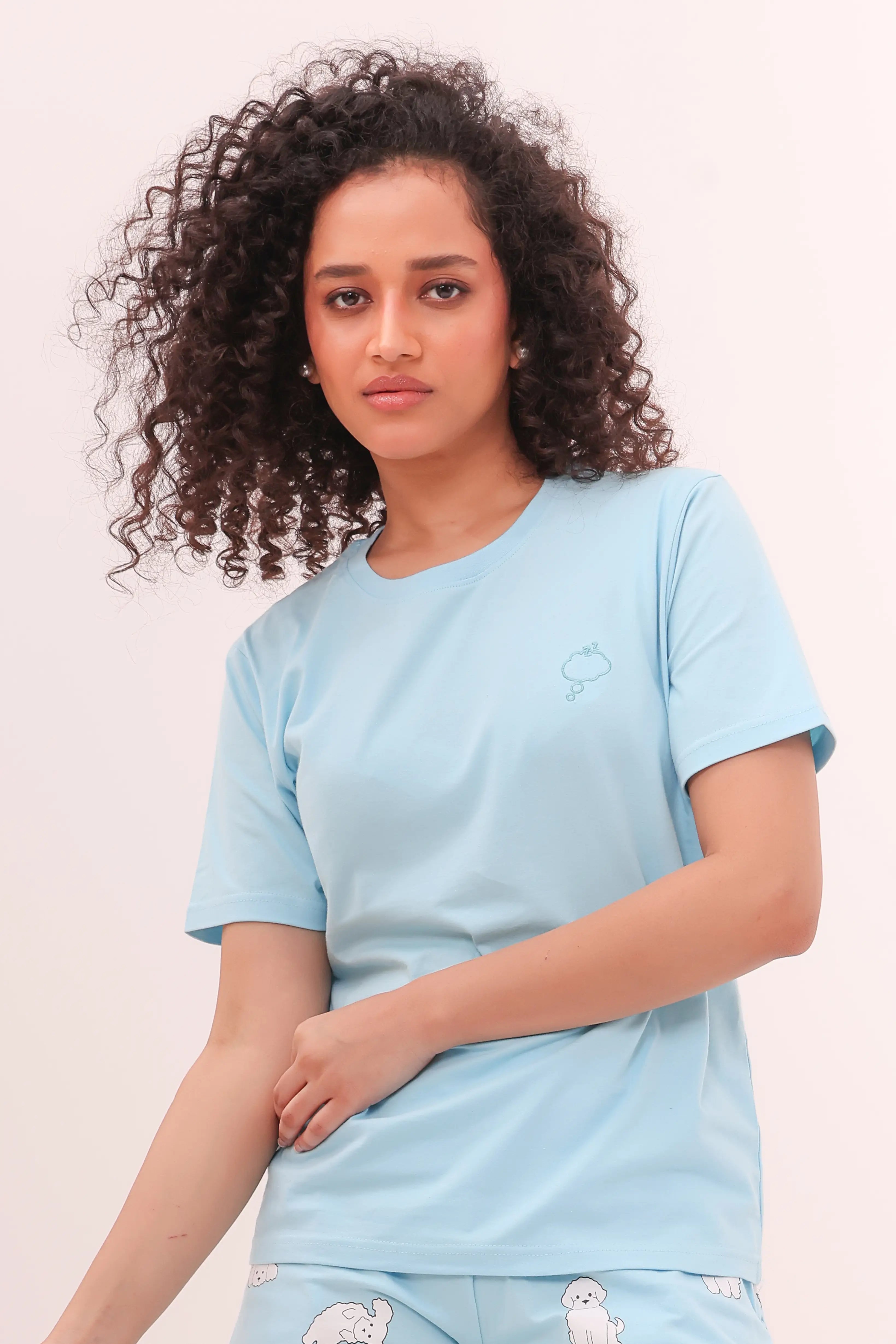 Basic Sky Blue Round-Neck Tee
