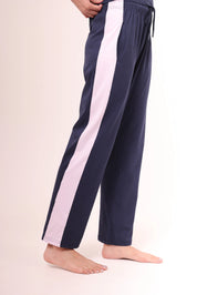 Navy Contrast Striped Pants