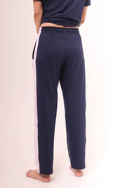 Navy Contrast Striped Pants
