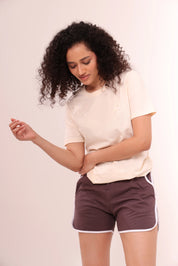 Basic Ecru White Round-Neck Tee