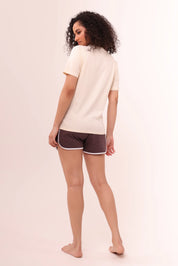 Basic Ecru White Round-Neck Tee