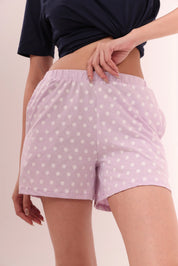 Navy Blue Tee & Polka Dot Shorts Lounge Set