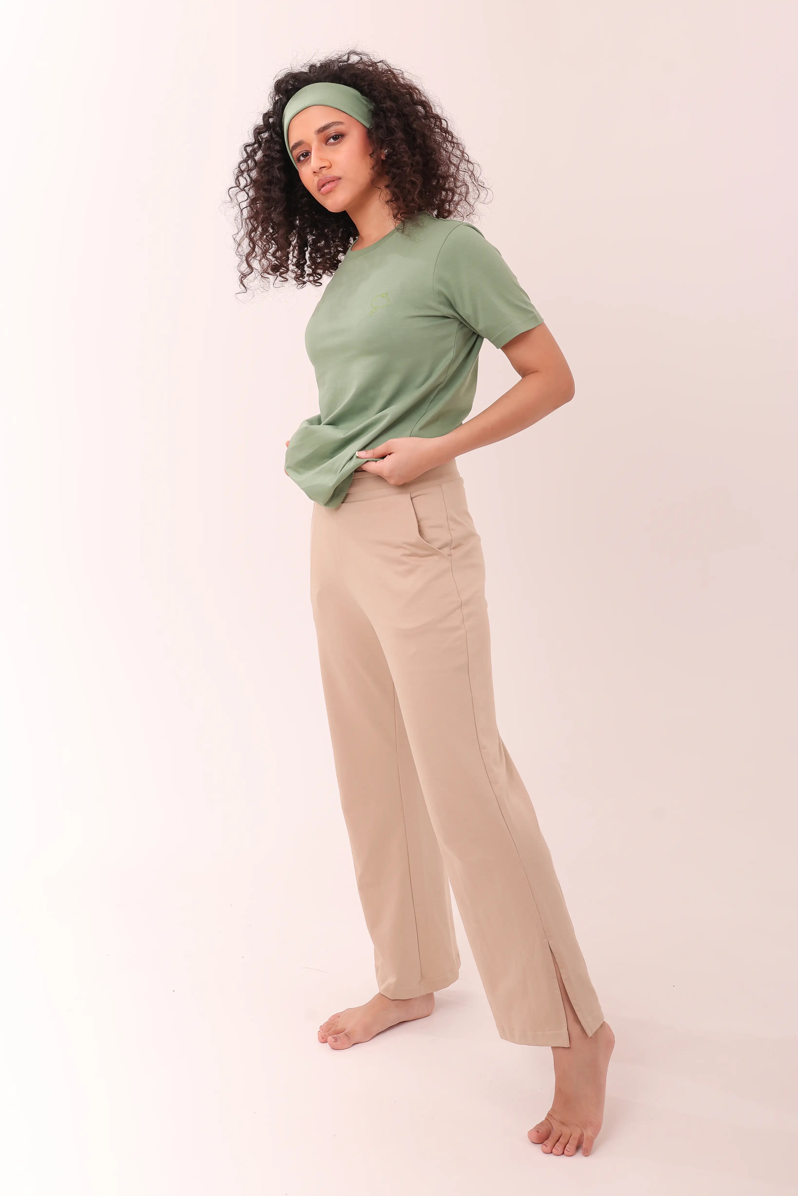 Basic Leaf Green Round-Neck Tee