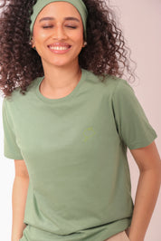 Basic Leaf Green Round-Neck Tee
