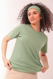 Basic Leaf Green Round-Neck Tee