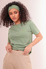 Basic Leaf Green Round-Neck Tee