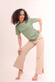 Sand Flared Side Slit Pants