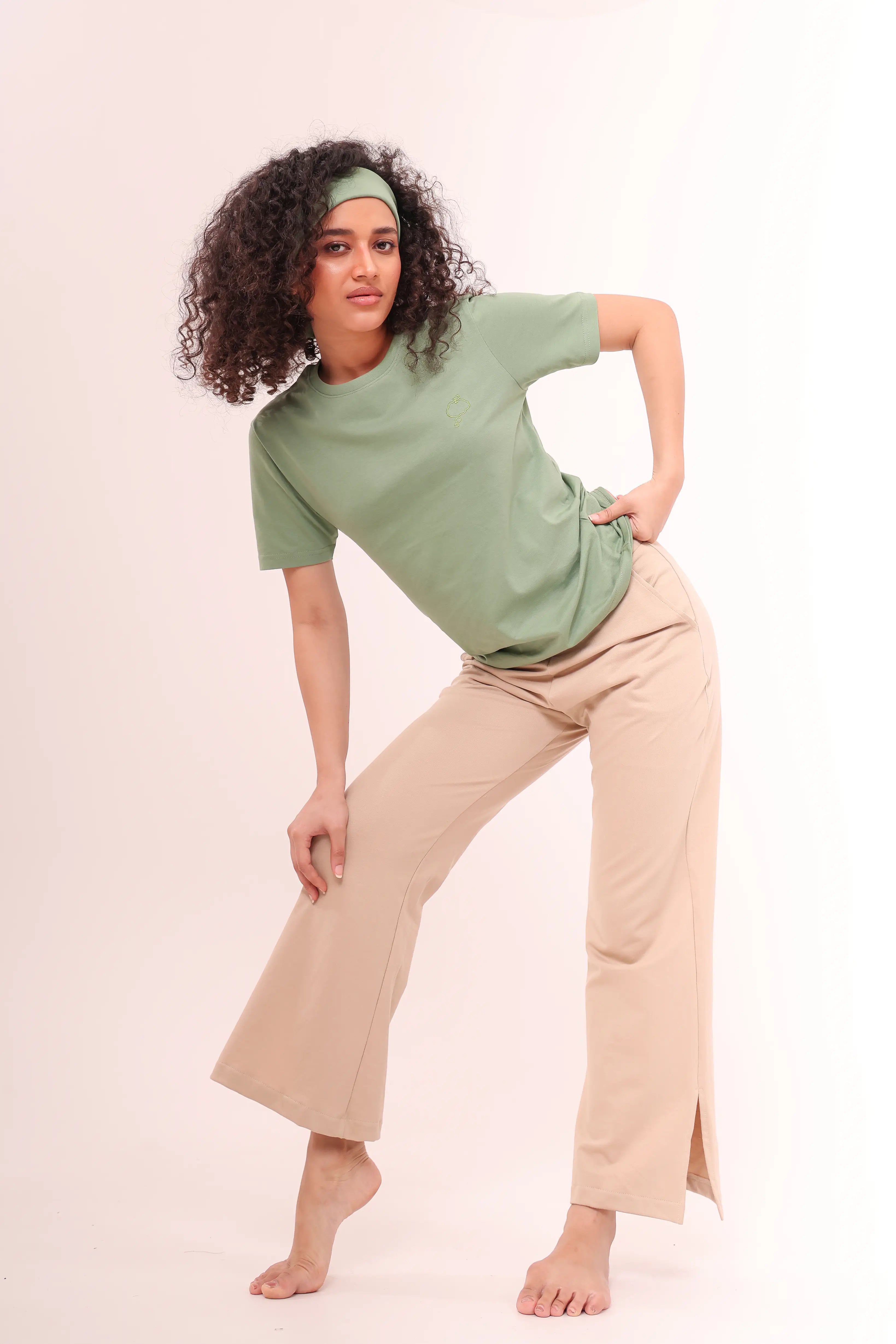 Sand Flared Side Slit Pants
