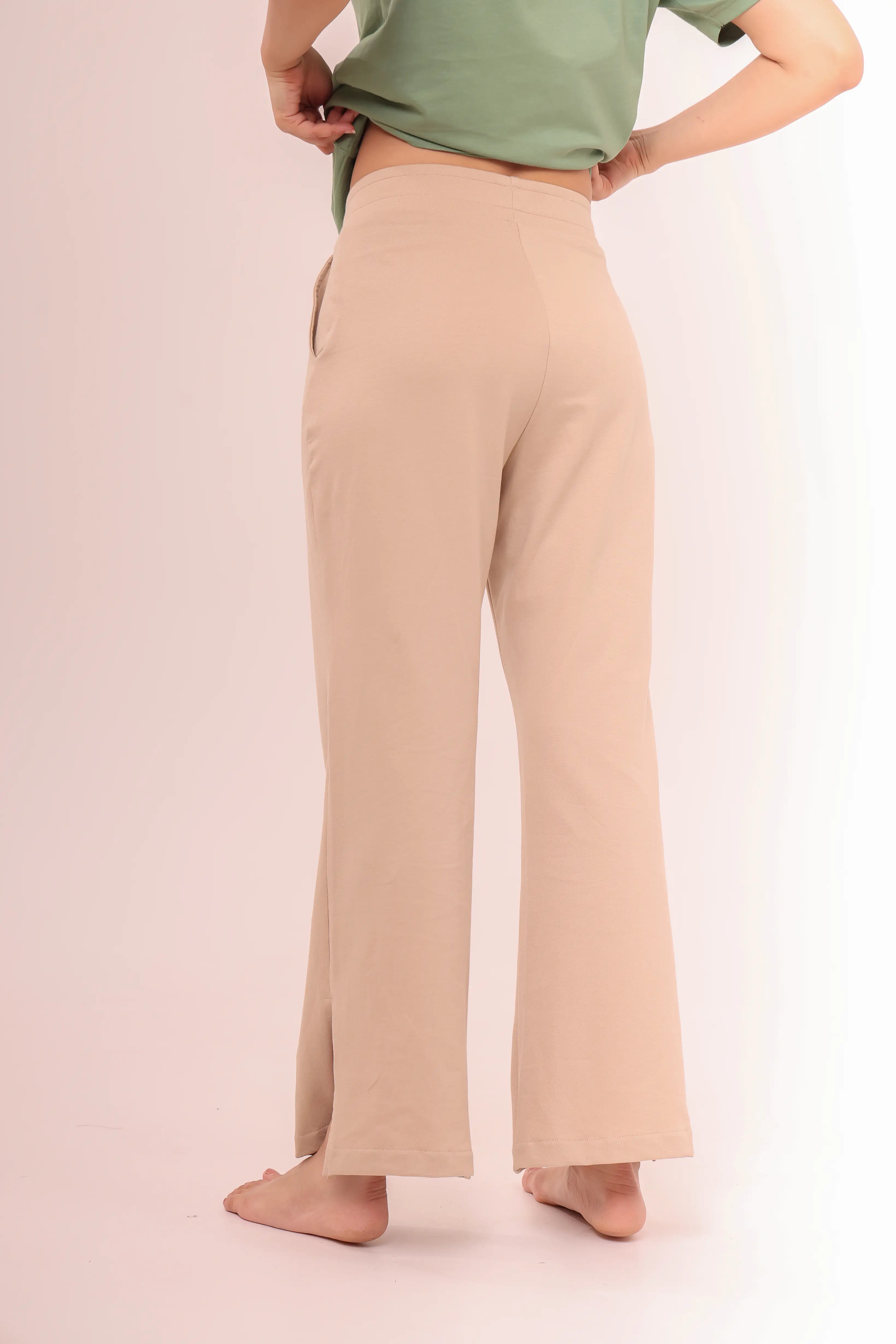 Sand Flared Side Slit Pants