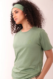 Basic Leaf Green Round-Neck Tee