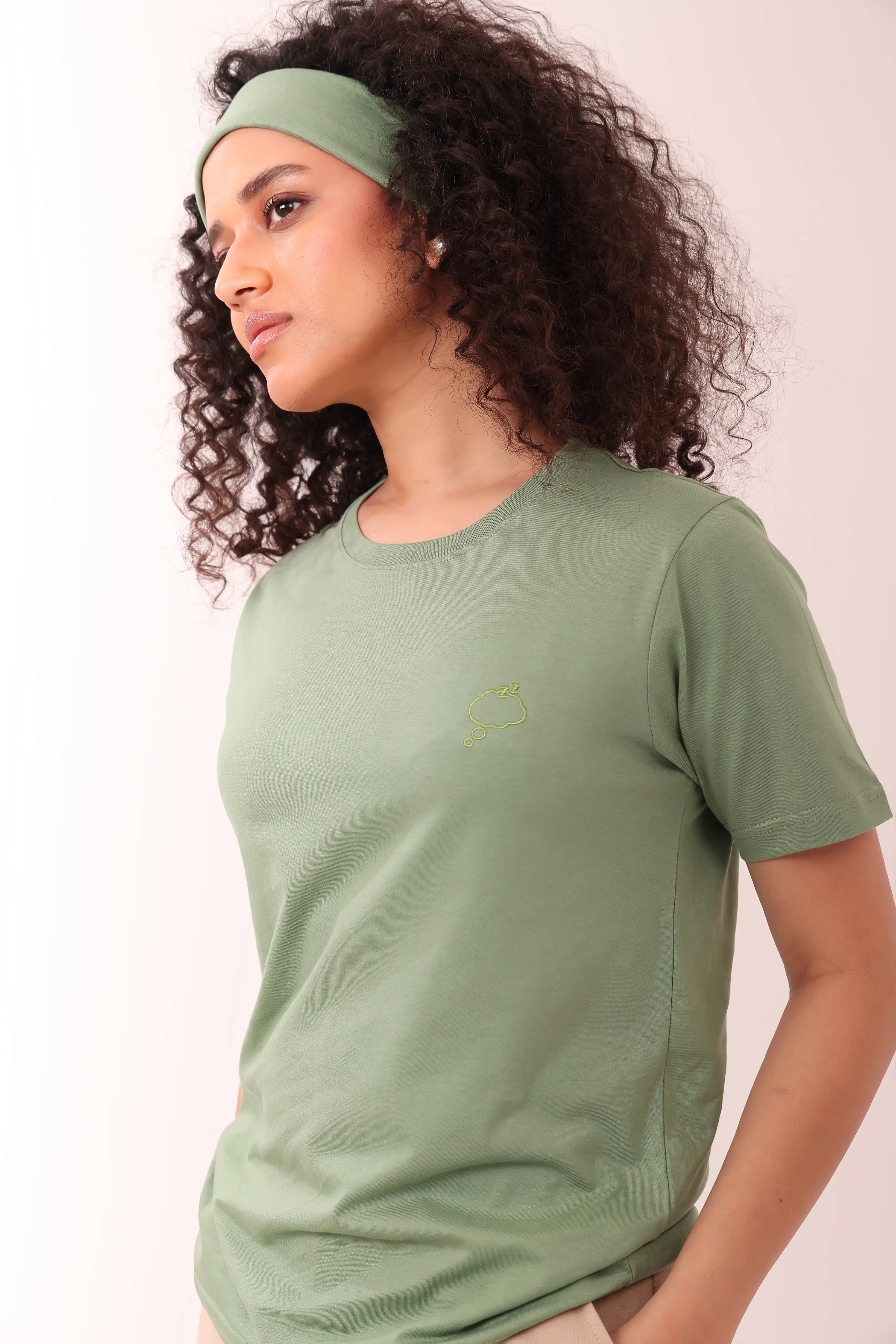 Basic Leaf Green Round-Neck Tee