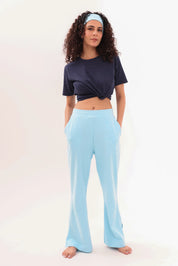 Sky Blue Flared Side Slit Pant