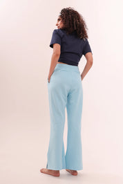 Sky Blue Flared Side Slit Pant