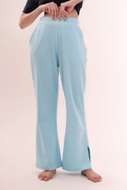 Sky Blue Flared Side Slit Pant