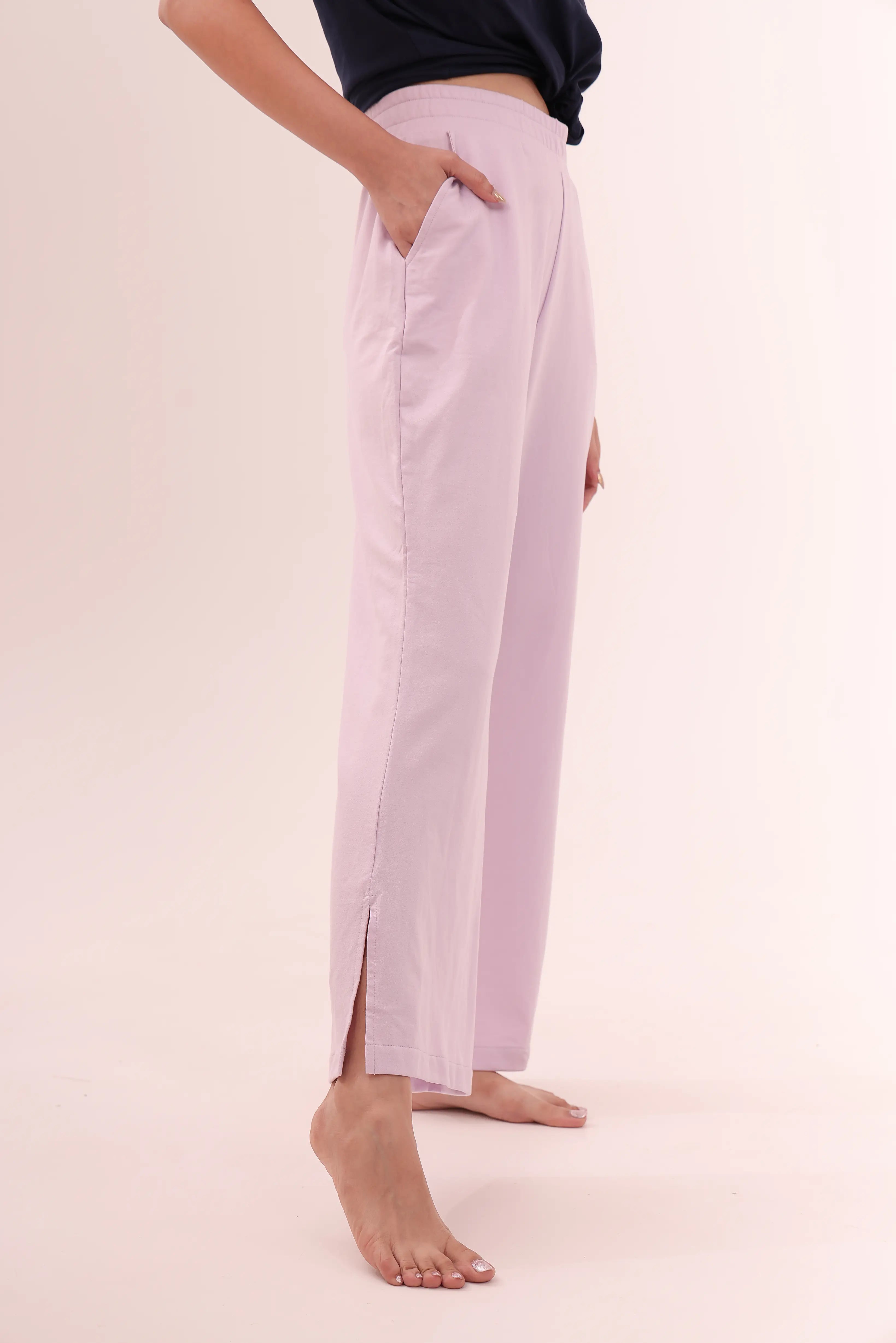 Lavender Flared Side Slit Pants