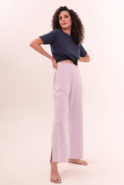 Lavender Flared Side Slit Pants