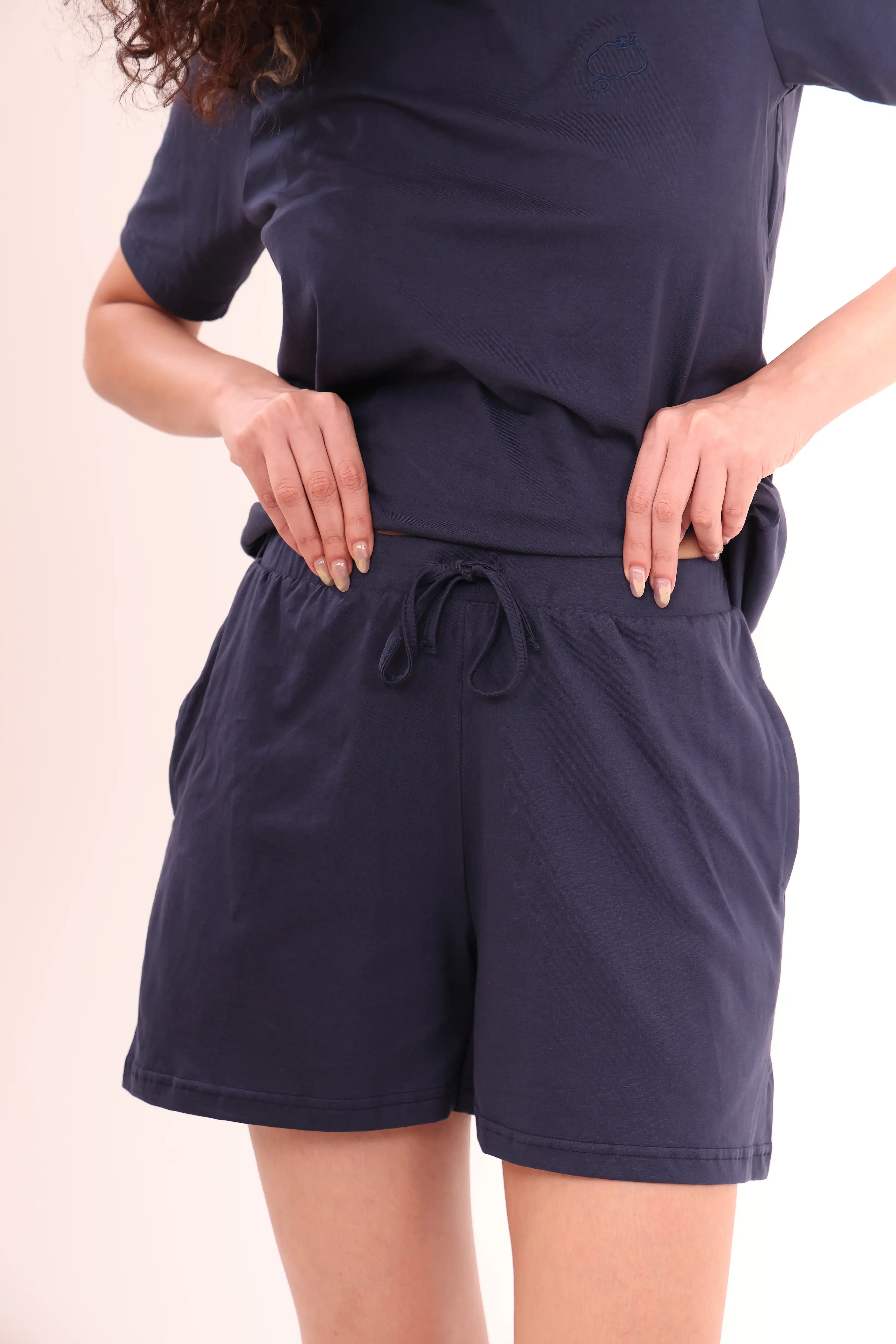 Basic Navy Cotton Shorts