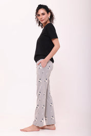 Black V-neck Tee & Featherlight Pyjama Lounge Set