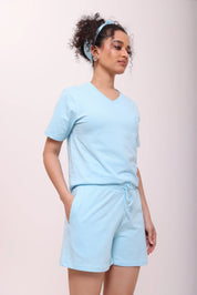 Basic Sky Blue Cotton Shorts