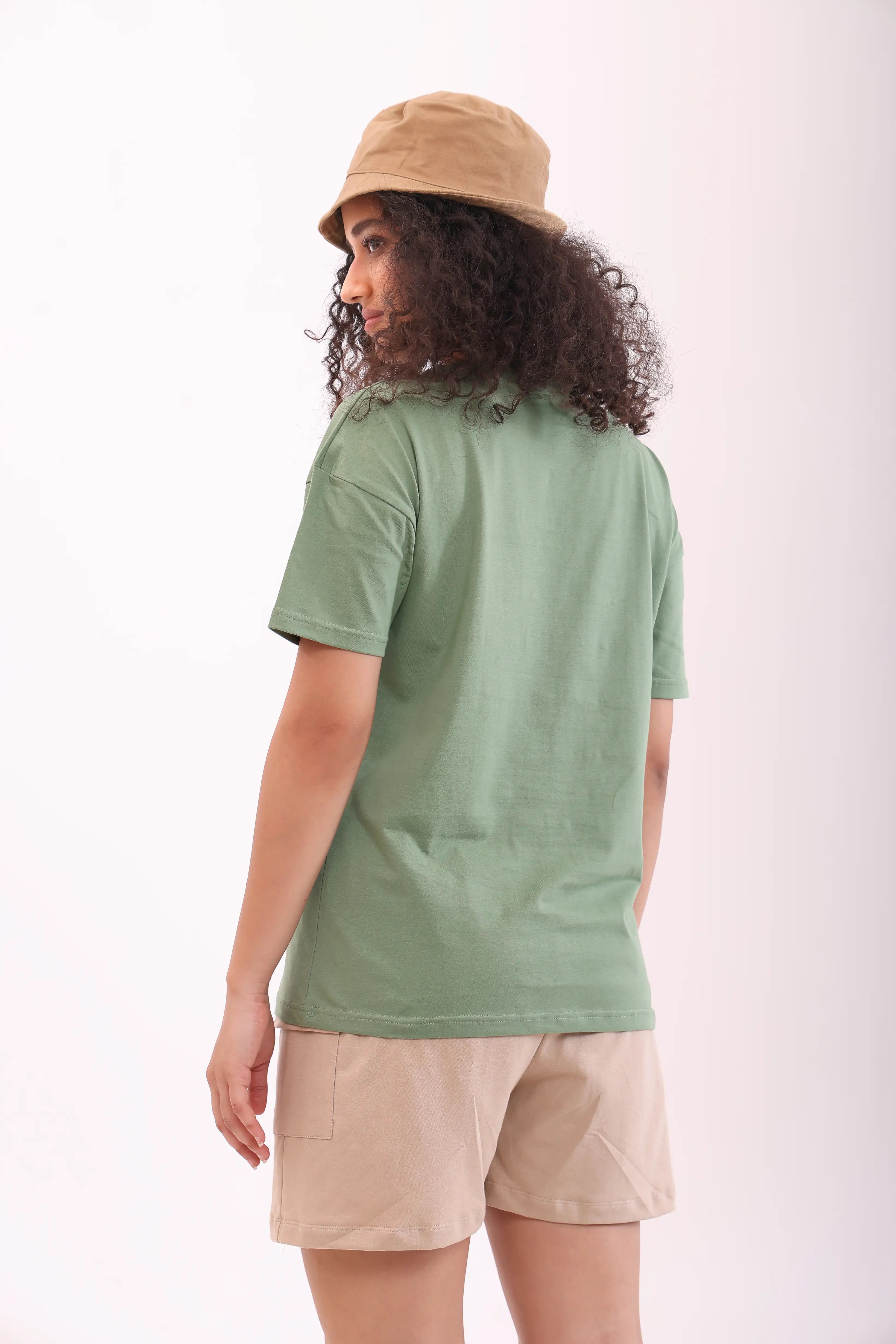 Leaf Green Over-sized Printed Tee