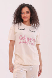 Ecru White Over-sized Printed Tee