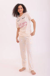 Ecru White Over-sized Printed Tee