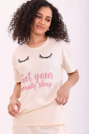 Ecru White Over-sized Printed Tee