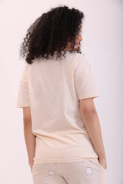 Ecru White Over-sized Printed Tee